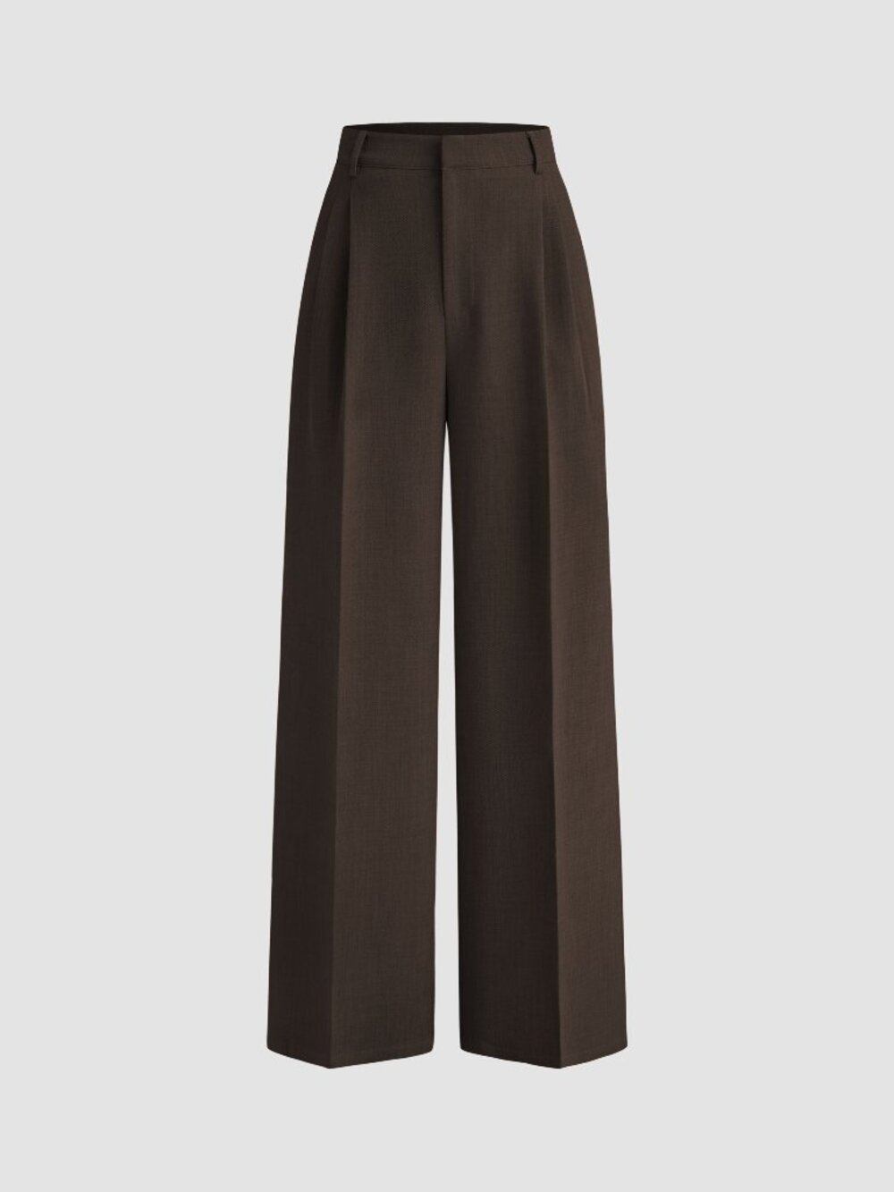 Cider - Brown Mid-rise Pleated Wide Leg Trousers